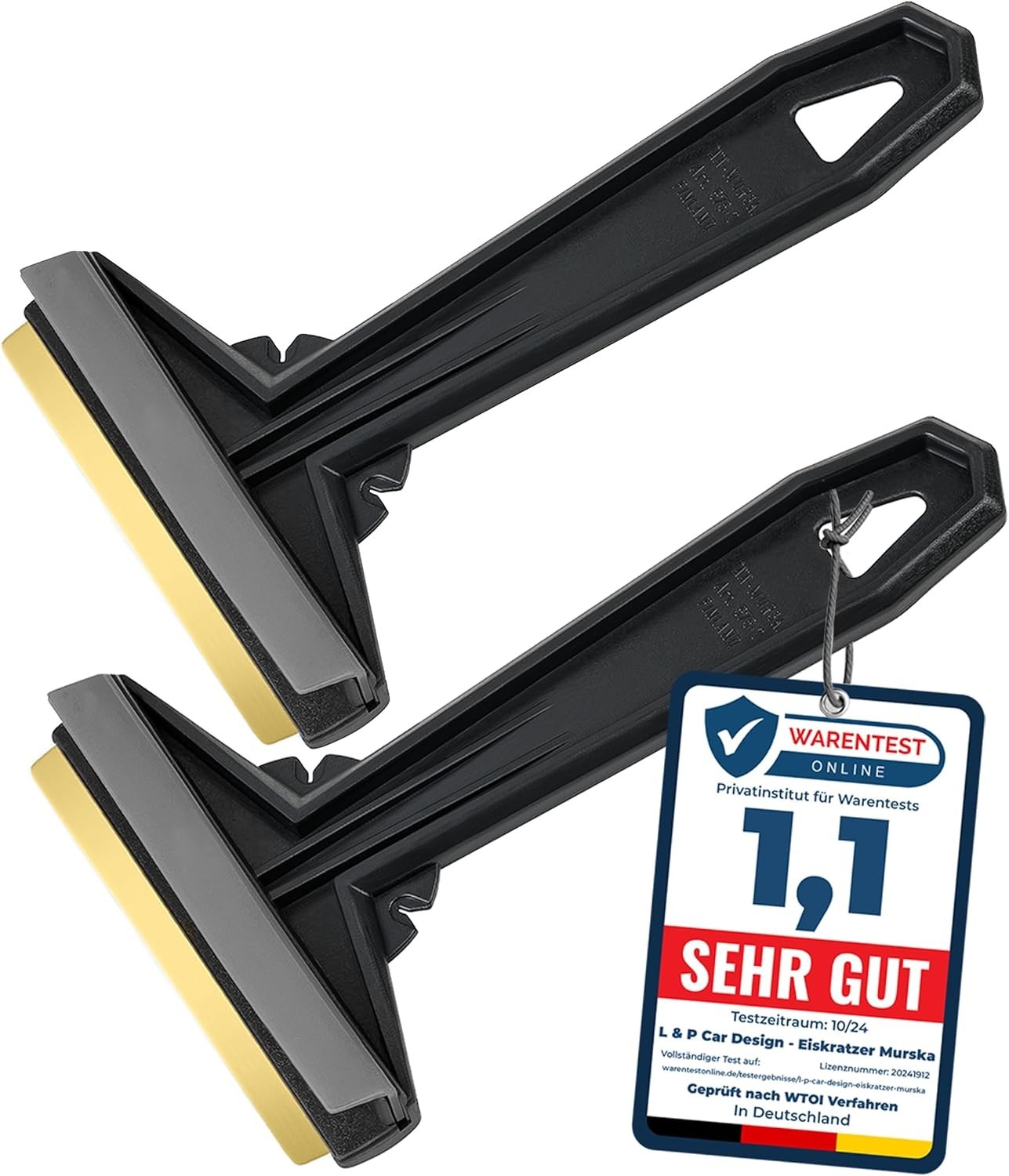 Murska Brass Ice Scraper - 2 Pack - Effortless Winter Ice Removal - Black Gray