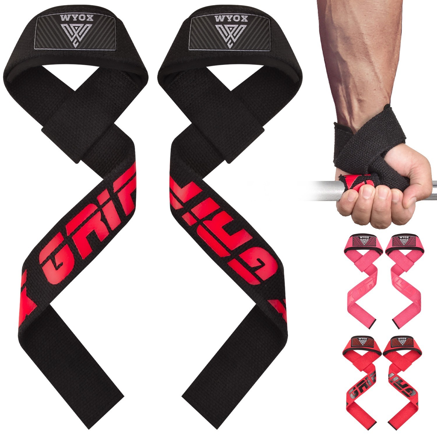 WYOX Weight Lifting Straps Pair Heavy Duty Cotton for Deadlift Powerlifting Gym