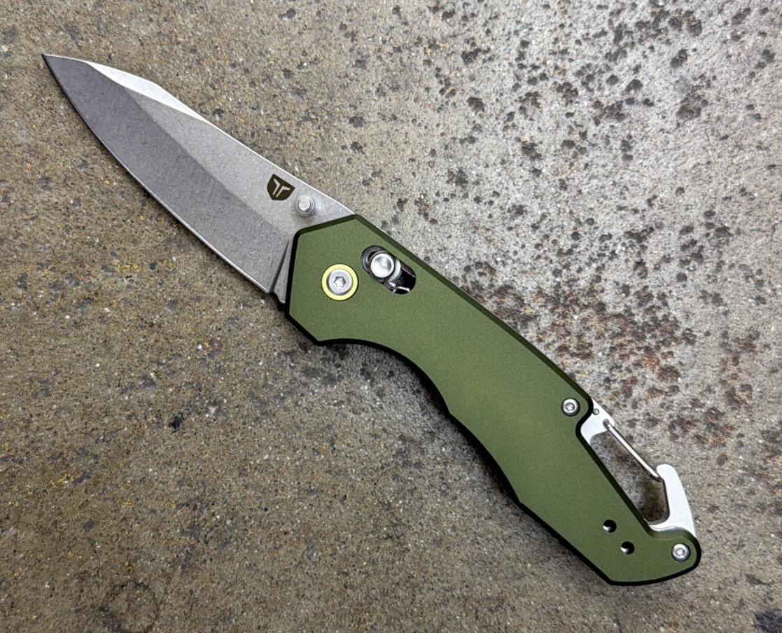 TRUE- REPOSE 3" Wharncliffe Knife Folding Knife with built in carabiner