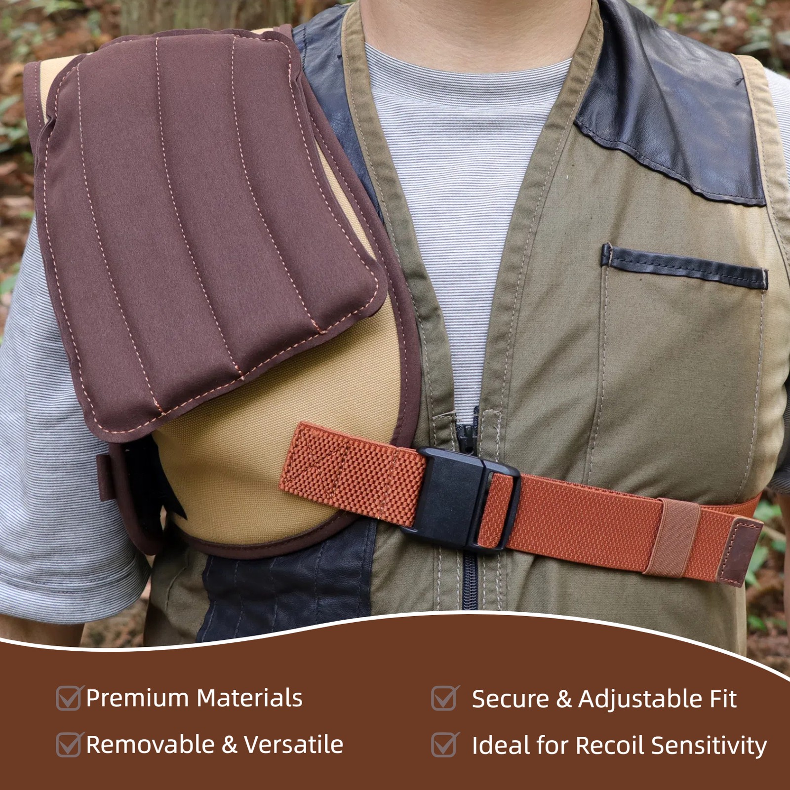 TOURBON Hunting Recoil Shoulder Guard Pad Field Vest Shooting Protection