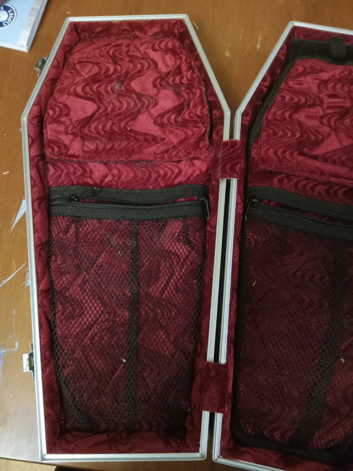Coffin Case Drumstick Case Hard Shell Black with Red Lining see photo descript