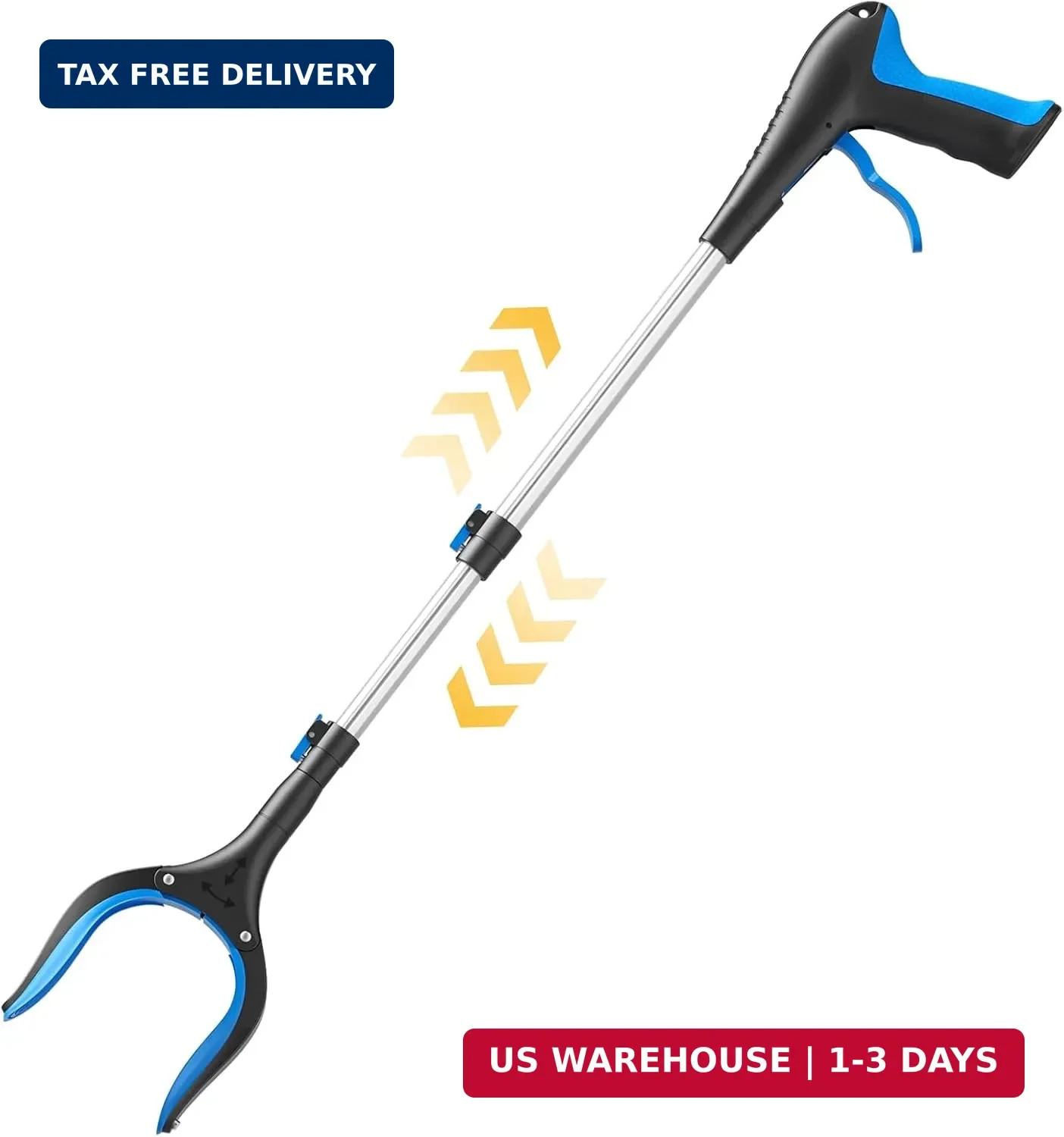 Telescopic Grabber Reacher Tool, 5-Level Adjustable Length (23'' to 41'') - Tras
