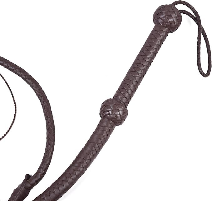 Leather Bull Whip 04 to 08 Foot 8 Plaits Real Cow Hide Leather Equestrian Whip