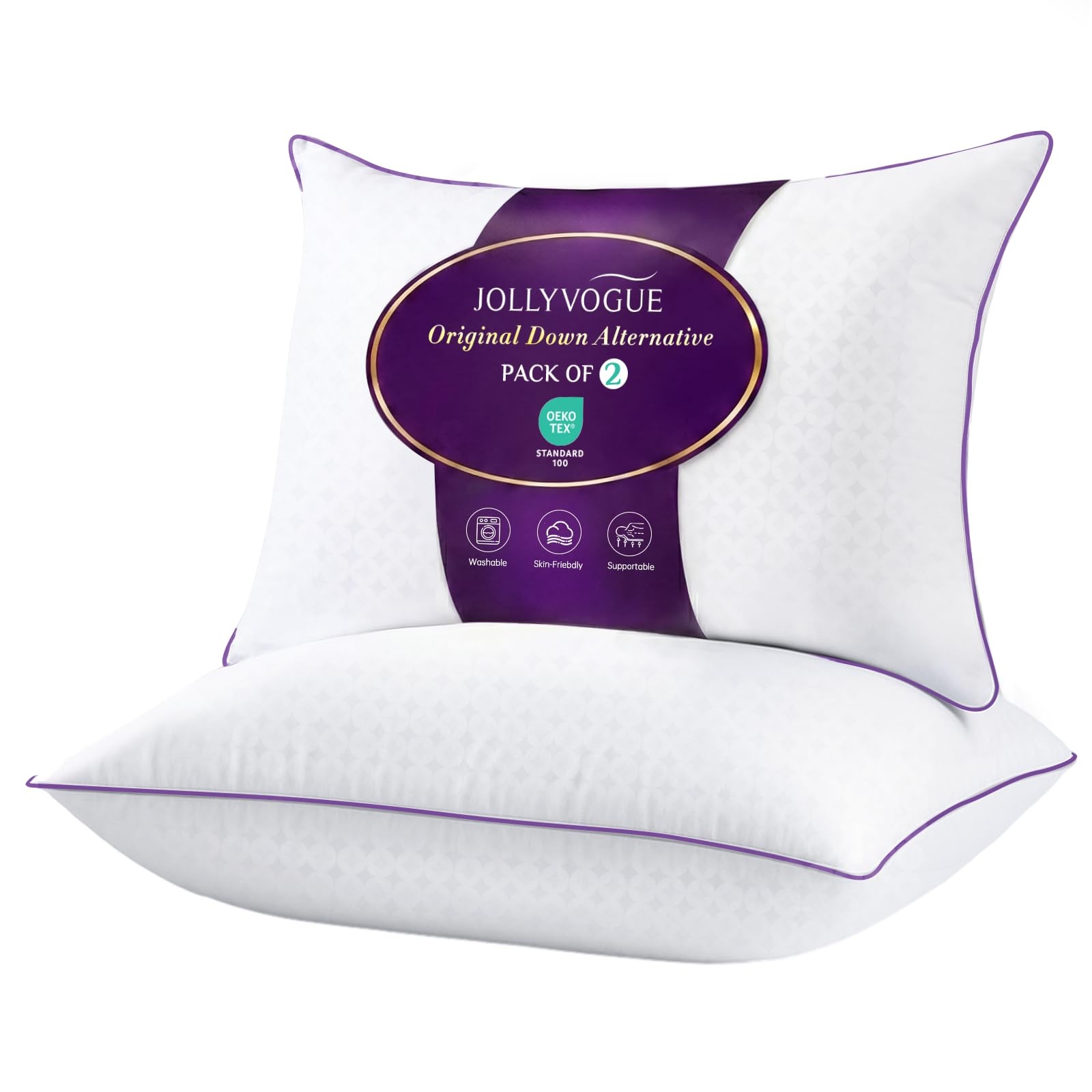 Standard/Full Size Bed Pillows Set of 2 Down Alternative Fill Washable for Bedro