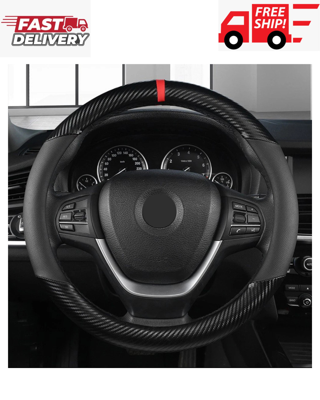 Carbon Fiber Leather Car Steering Wheel Cover Antislip Accessories For Chevrolet