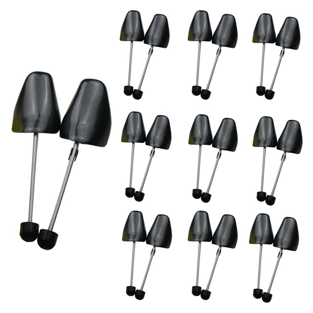 EchoDone 10 Pairs Plastic Shoe Tree Large, Black （spring Coil Design）