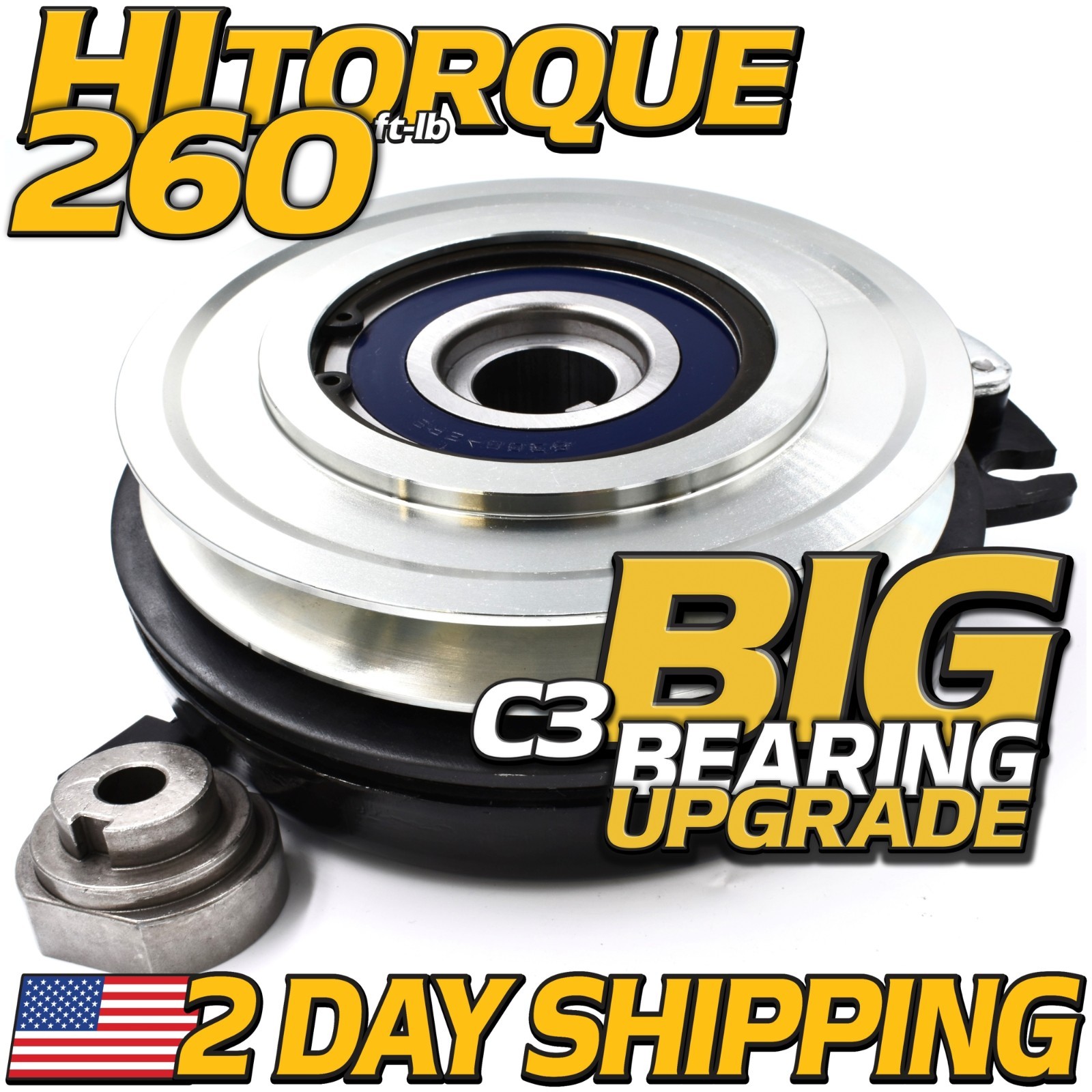522820 BIGBearing HiTorque 260ftlb Billet Pulley PTO Clutch for Warner 5228-20