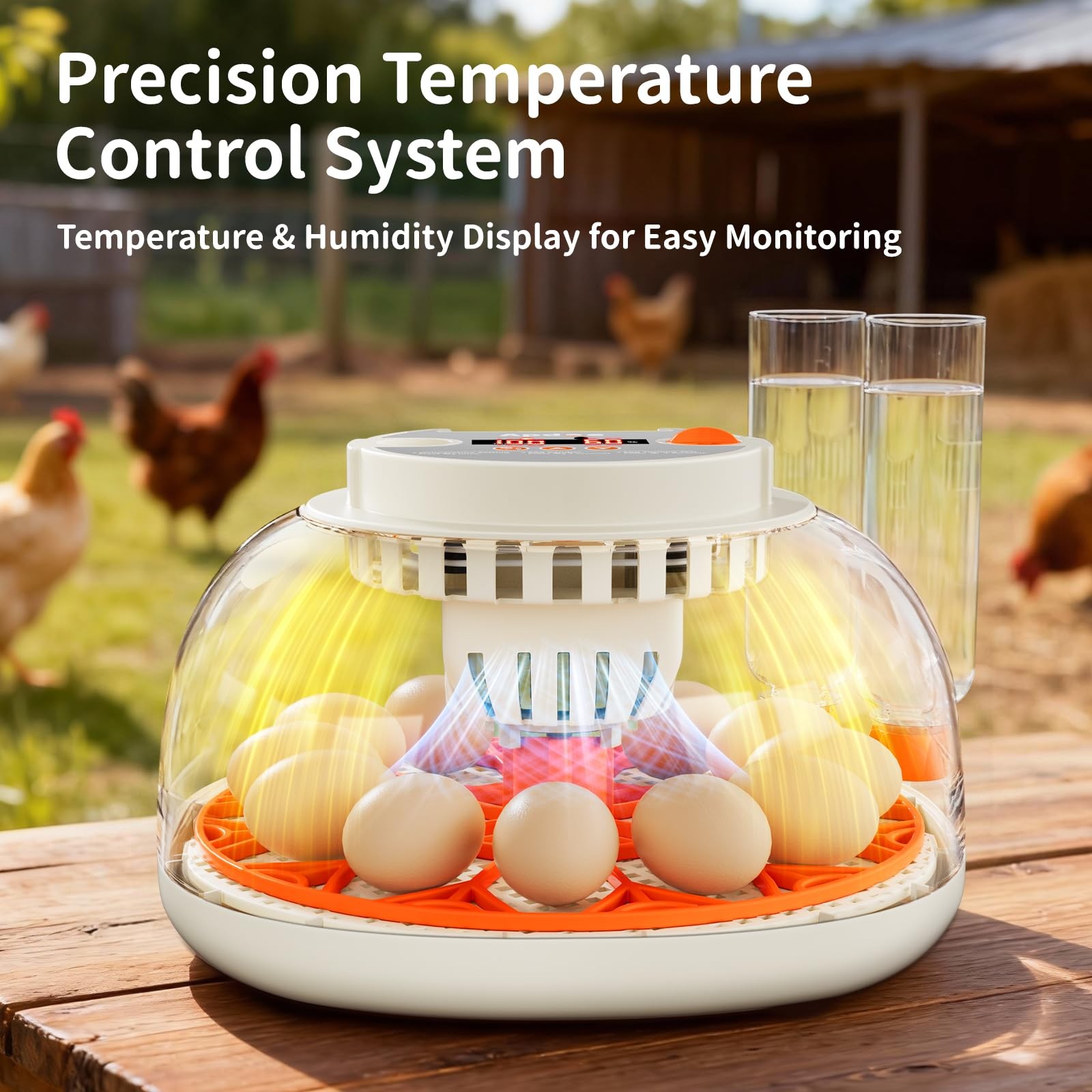 12 Egg Incubator Automatic Turning Temperature Humidity Control Candler
