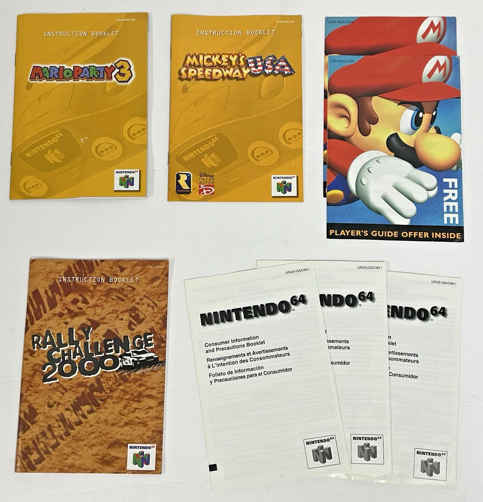 3 x game manuals + 6 x Consumer Info - Nintendo 64 - MANUAL ONLY