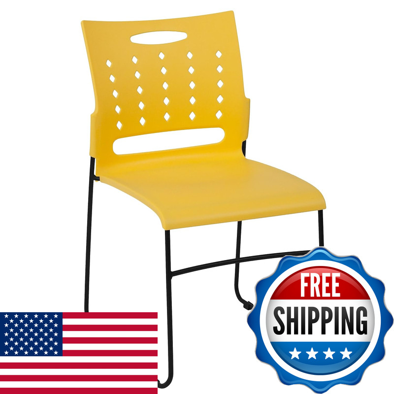 Flash Furniture Hercules Series 881 Lb. Capacity Yellow Sled Base Stack Chair