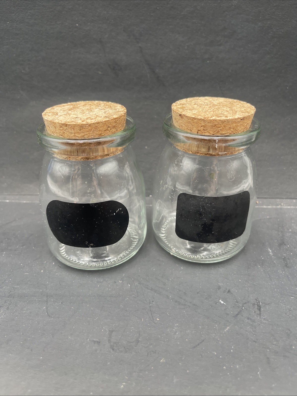 Set Of 2 Small Glass Decorative Jars With Cork Lids Mini Jars