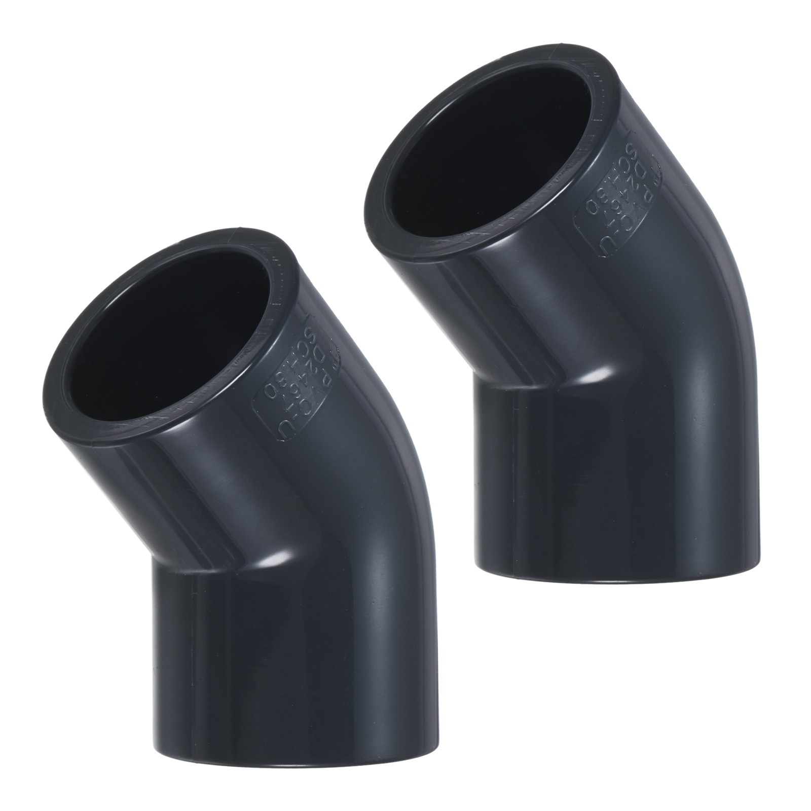 2-Pack 45 Degree Adapter Connector, 1" Socket UPVC Pipe Fitting Elbow, Grey
