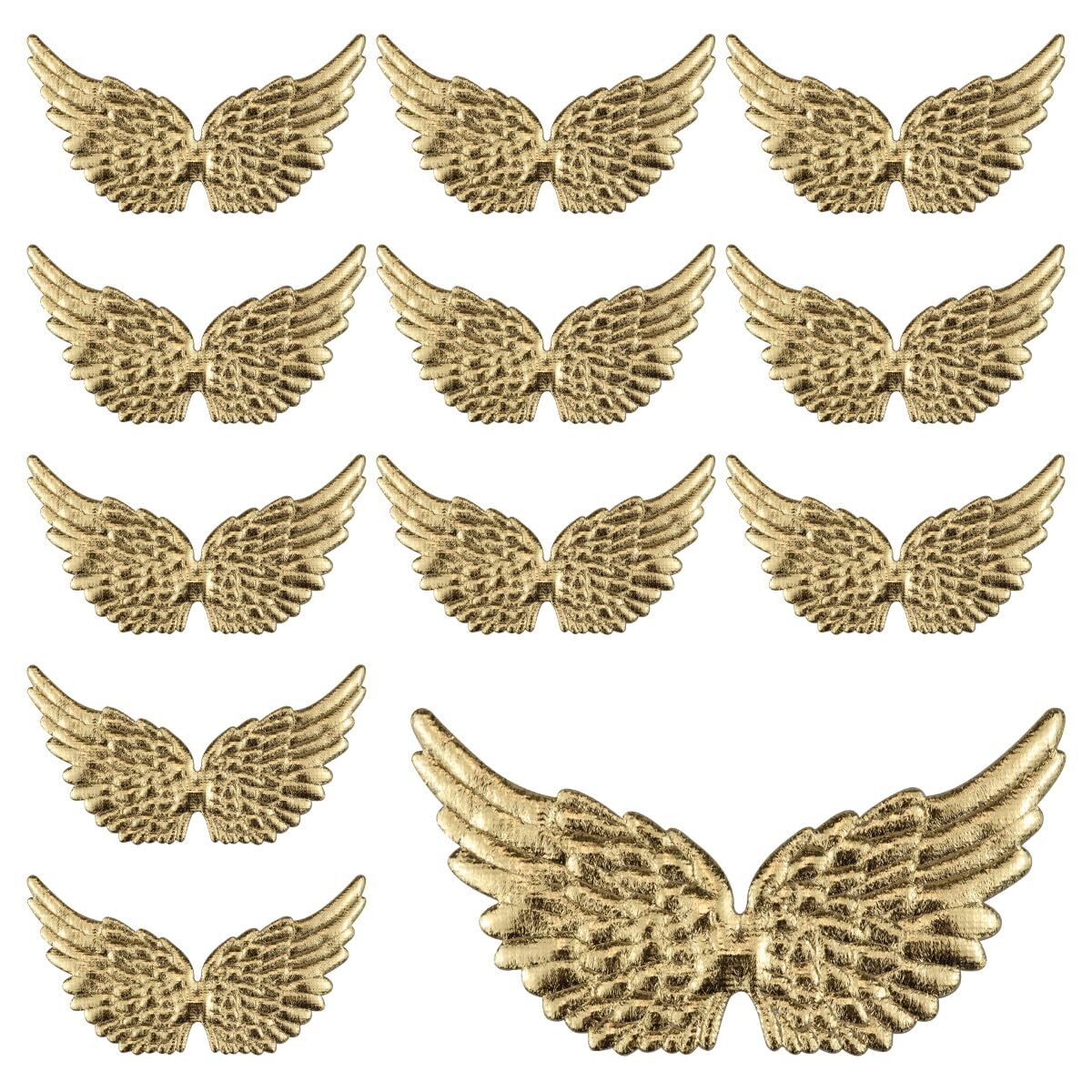 12PCS Glitter Angel Fabric Patches Mini Ornaments for DIY Crafts Gold Color