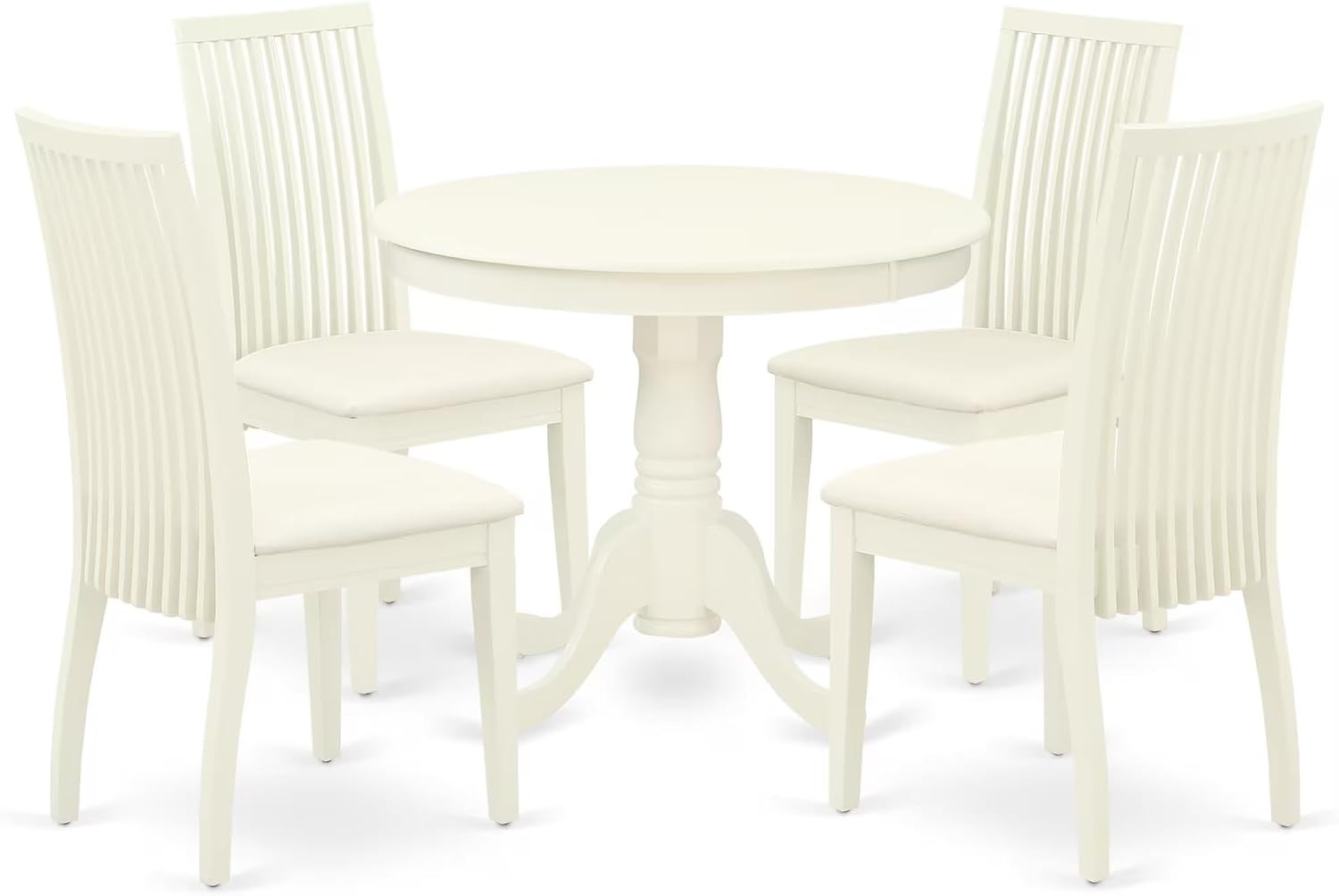 ANIP5-LWH-C 5 Piece Kitchen Table & Chairs Set Includes a round Dining Room Tabl