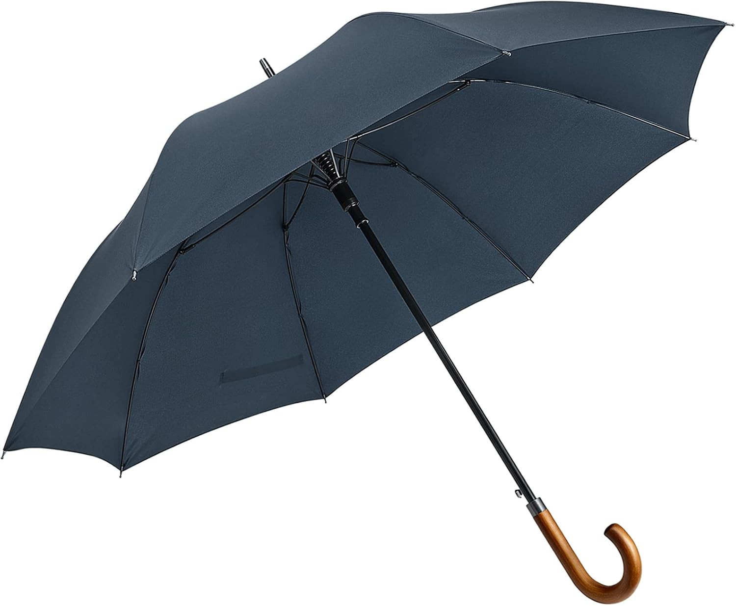Wooden J Handle Umbrella 54 Inch Large Auto Open Classic Windproof Rain Stick Um