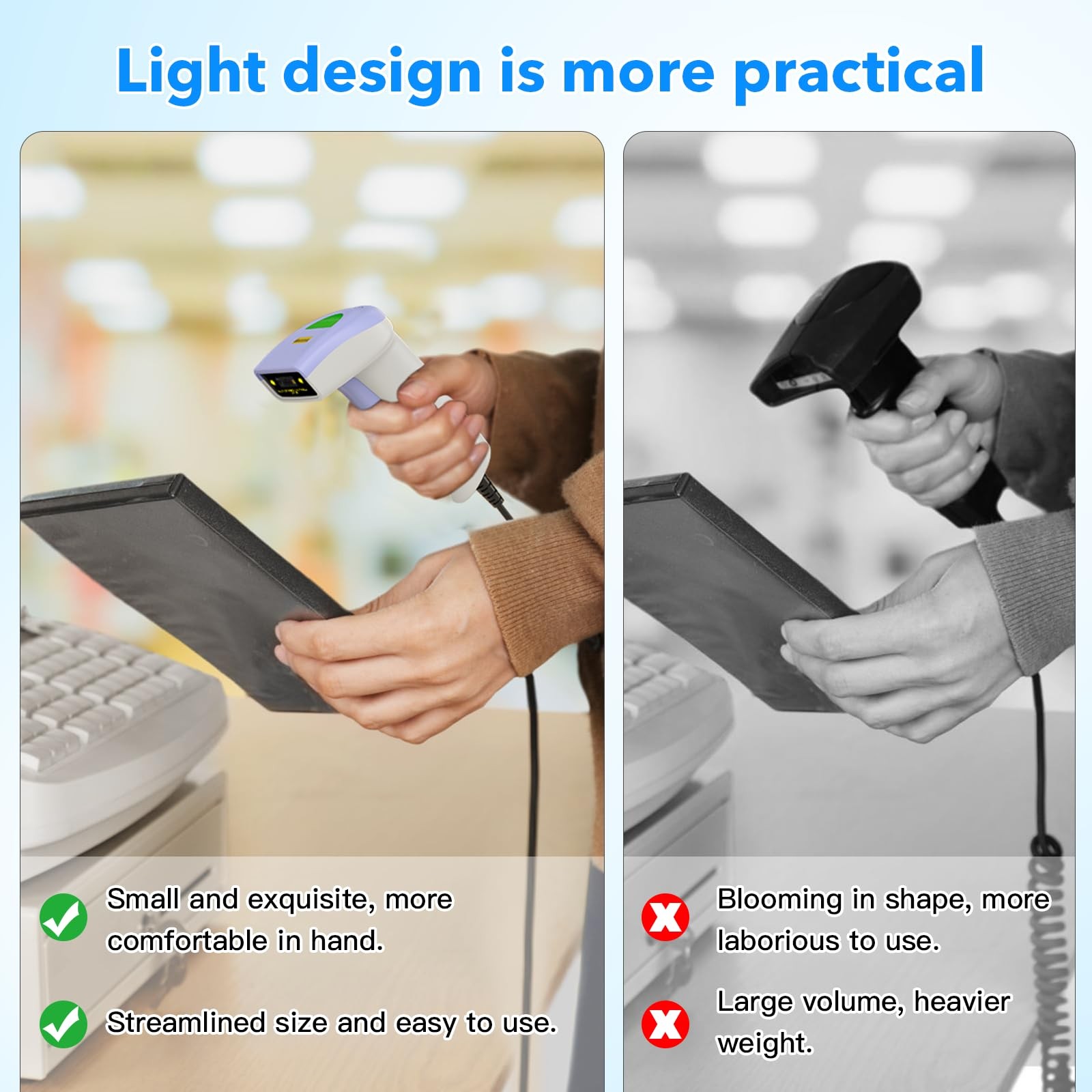 USB 1D Barcode Scanner Handheld Wired CCD Laser Reader Screen Scan UPC POS