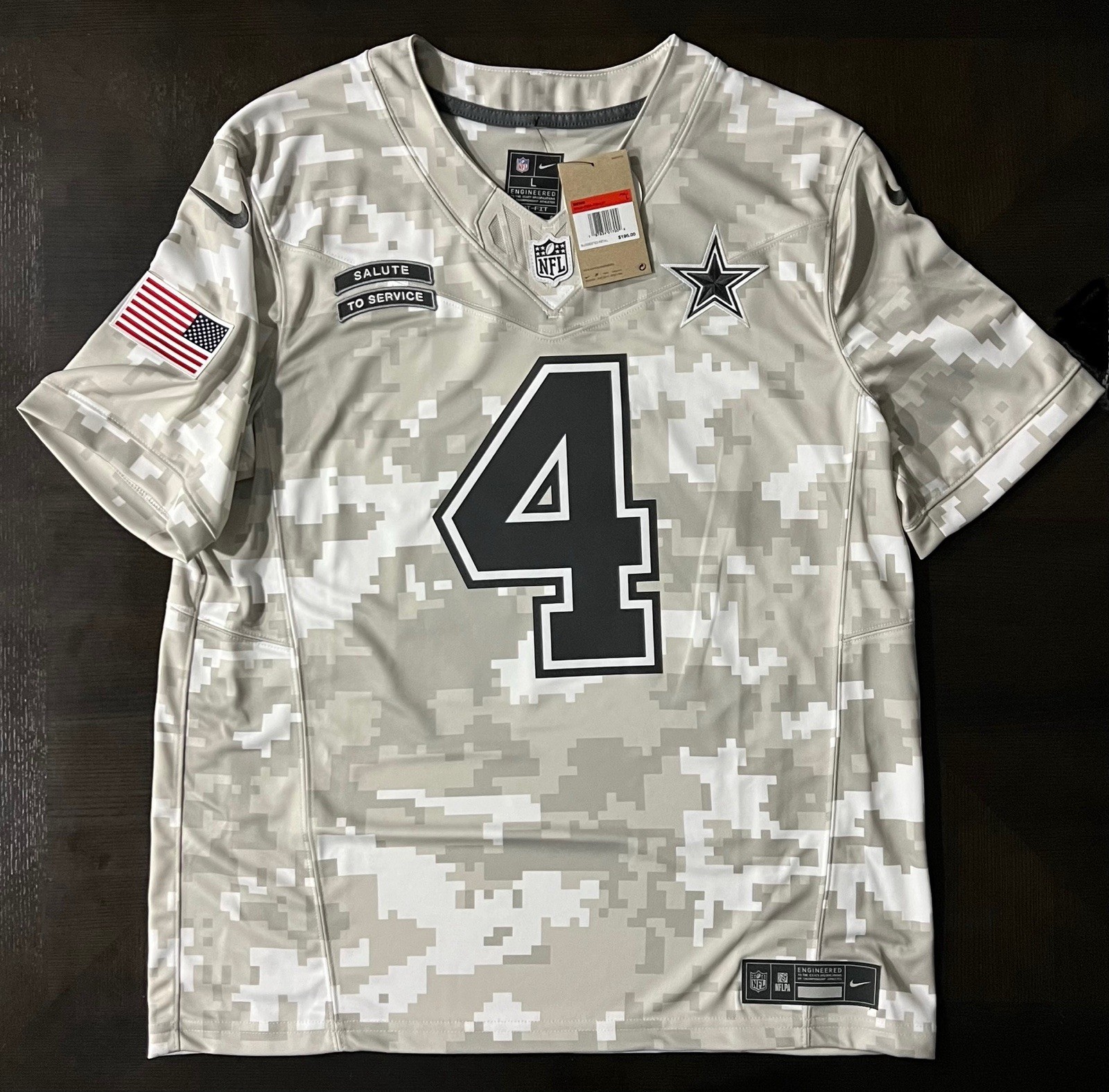 New Men's Nike Dallas Cowboys Dak Prescott 2024 Salute to Service Limited Jersey