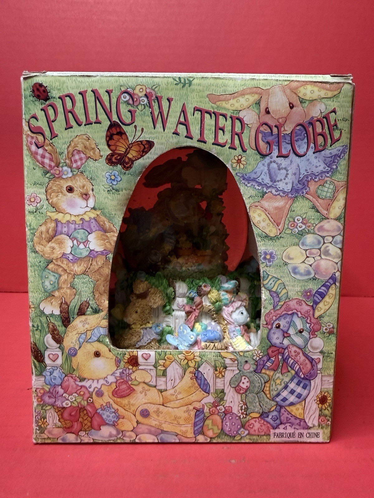 NIB Easter Egg Spring Snow Globe Bunny Rabbit “Peter Cottontail” Musical Box