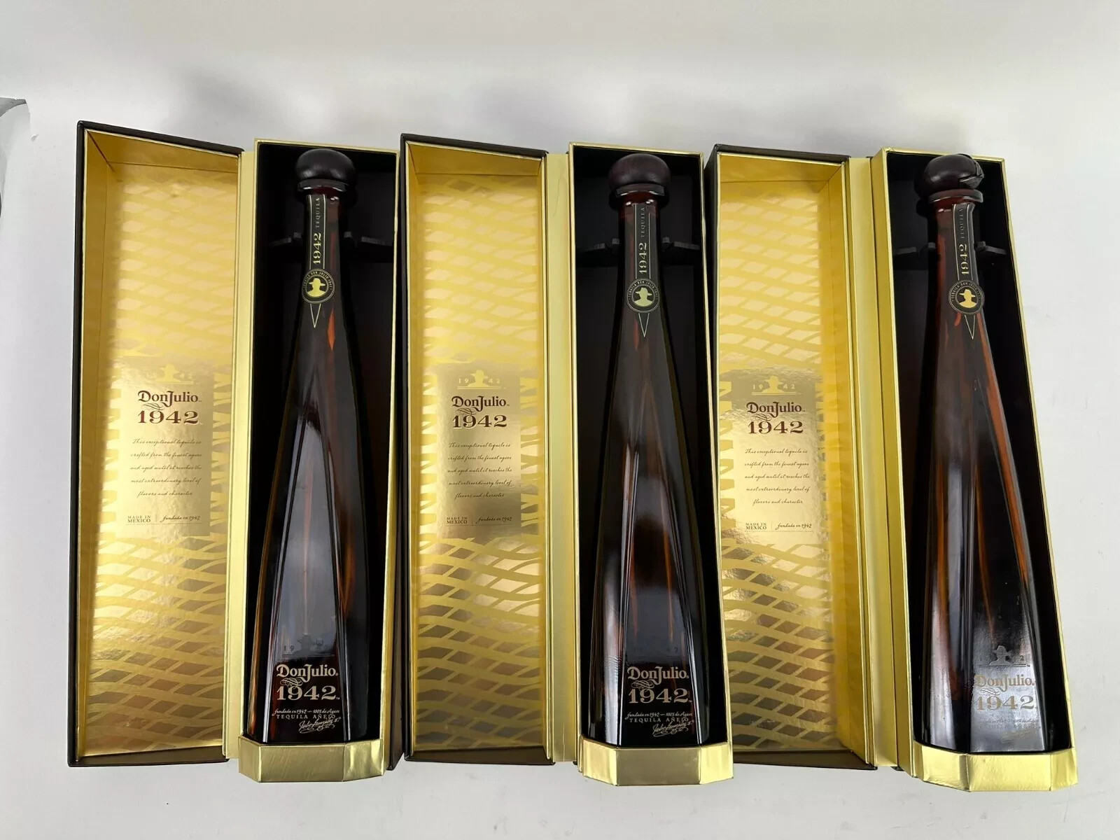 Lot Of 3 Don Julio 1942 Tequila Empty Bottles 750ml With Box Rinsed