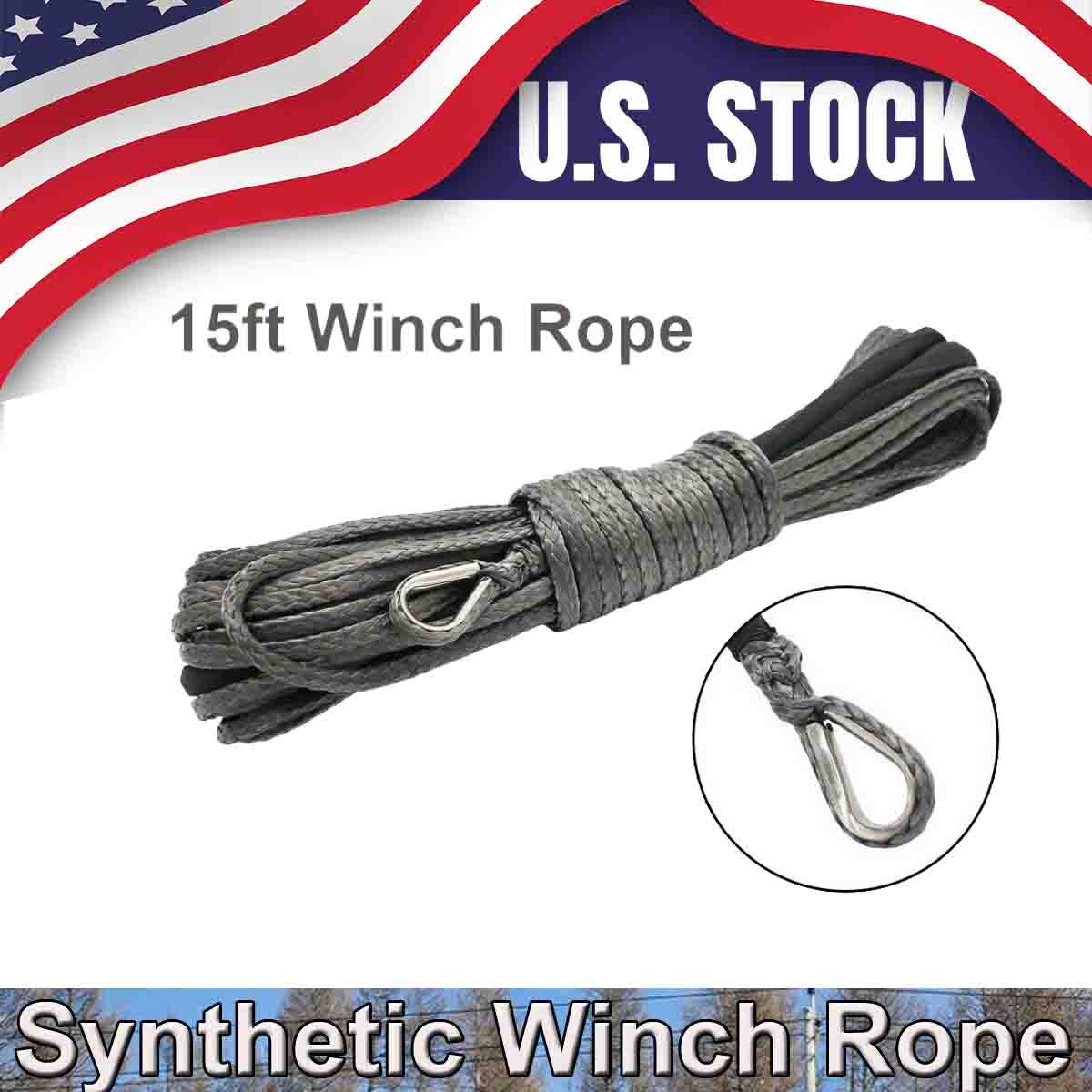 1/4" x50' 10000LBS Synthetic Winch Rope Line Recovery Cable For UTV ATV Winch AZ