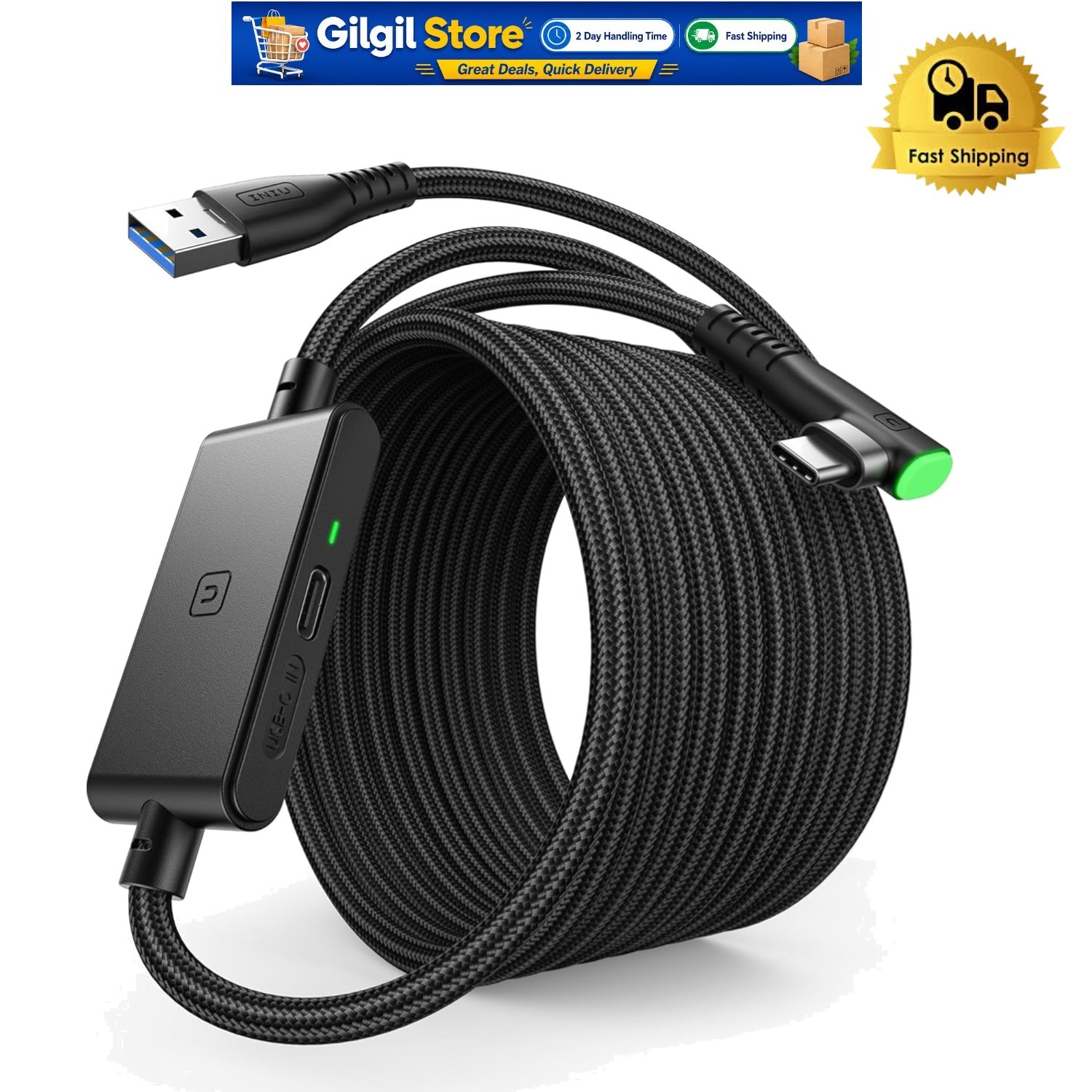 16FT High Speed Data & Charging Cable for Virtual Reality Headsets,  Certified