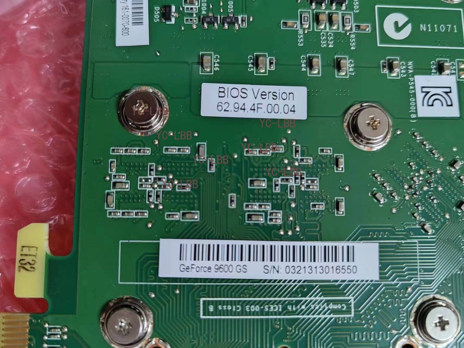 NVIDIA Geforce 9600GS Graphics card Initial D6 D7 D8