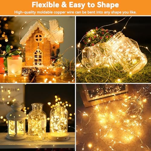 Solar String Lights Outdoor Waterproof Total 66ft 200LED 8 2 Pack Warm White