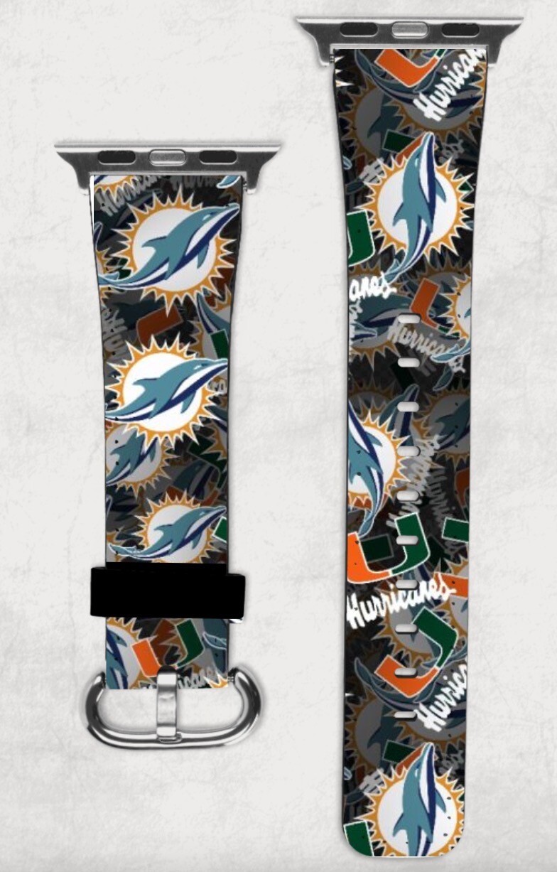 Miami Dolphins & Hurricanes Apple Watch Band NEW 38/40/41 & 42/44/45 Football