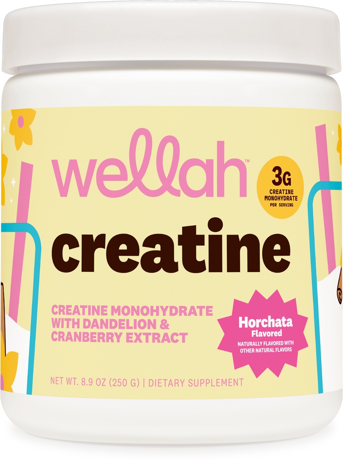 Wellah Creatine For Women (50 Servings, Horchata) - 3g of Creatine Monohydrate