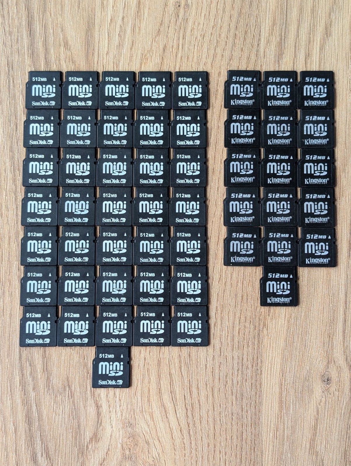 Lot of 52 MiniSD Cards 512MB SanDisk & Kingston Tested, Works