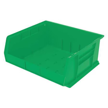 Akro-Mils 30250Green Hang & Stack Storage Bin, 16-1/2 In W X 14-3/4 In L X 7 In