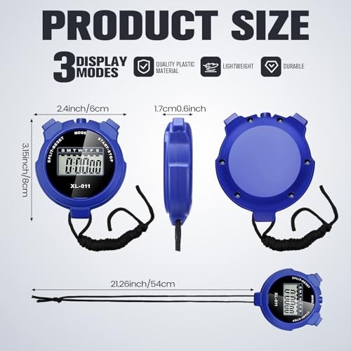 Pack of 12 Blue Multi Function Digital Stopwatch Timers with 12 Functions