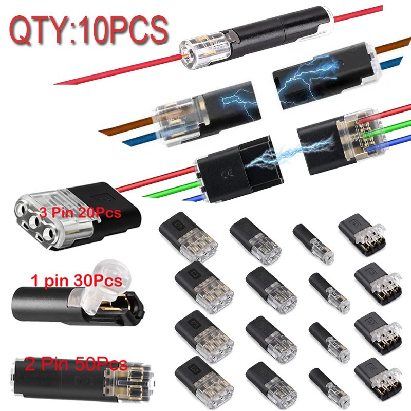 100Pcs 1/2/3 Pin Electrical Wire Connectors Kit Quick Splice Wire Connectors