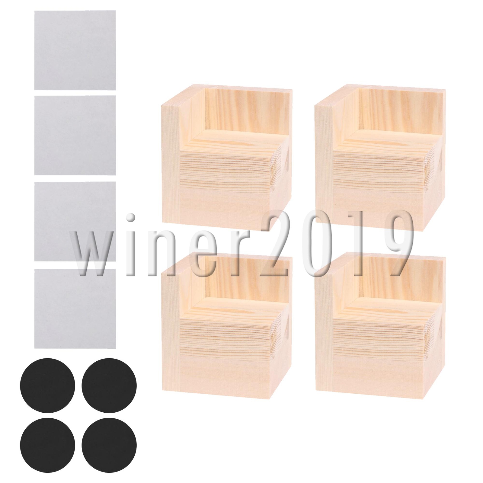 4pcs 7.5x7.5x5cm Pine Semi-closed L-shaped Furniture Spare Lifter Legs