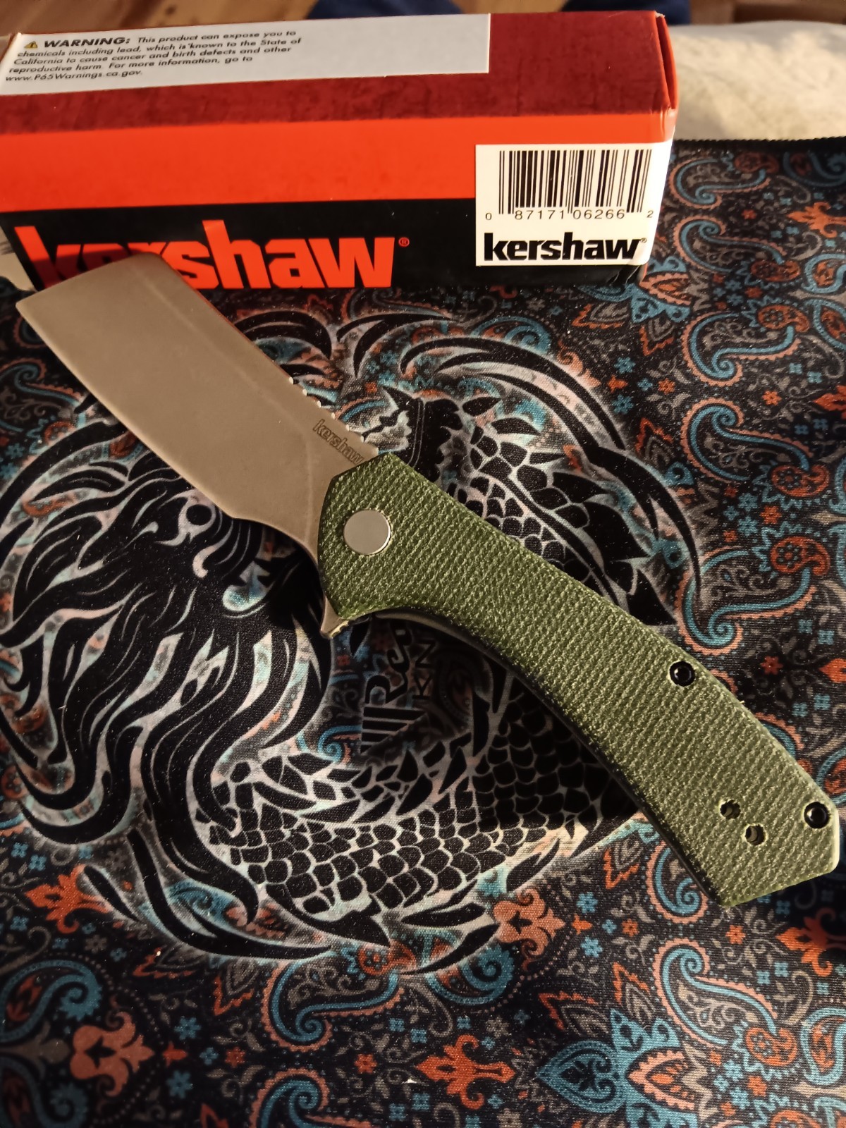 Kershaw ~ Static ~ Canvas Micarta ~ 2.8" Stonewash D2 ~ 3445MCG nice camp knife
