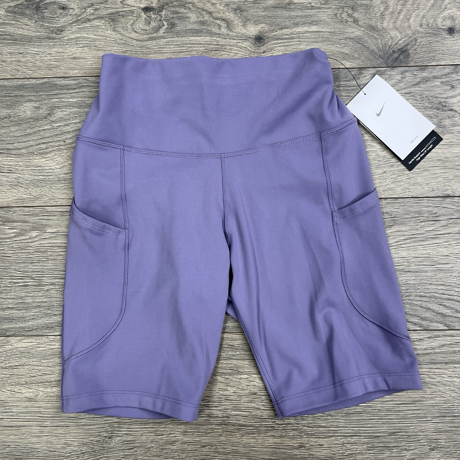 Nike 8" Biker Shorts Size Small Womens Purple Gentle Support High Waisted