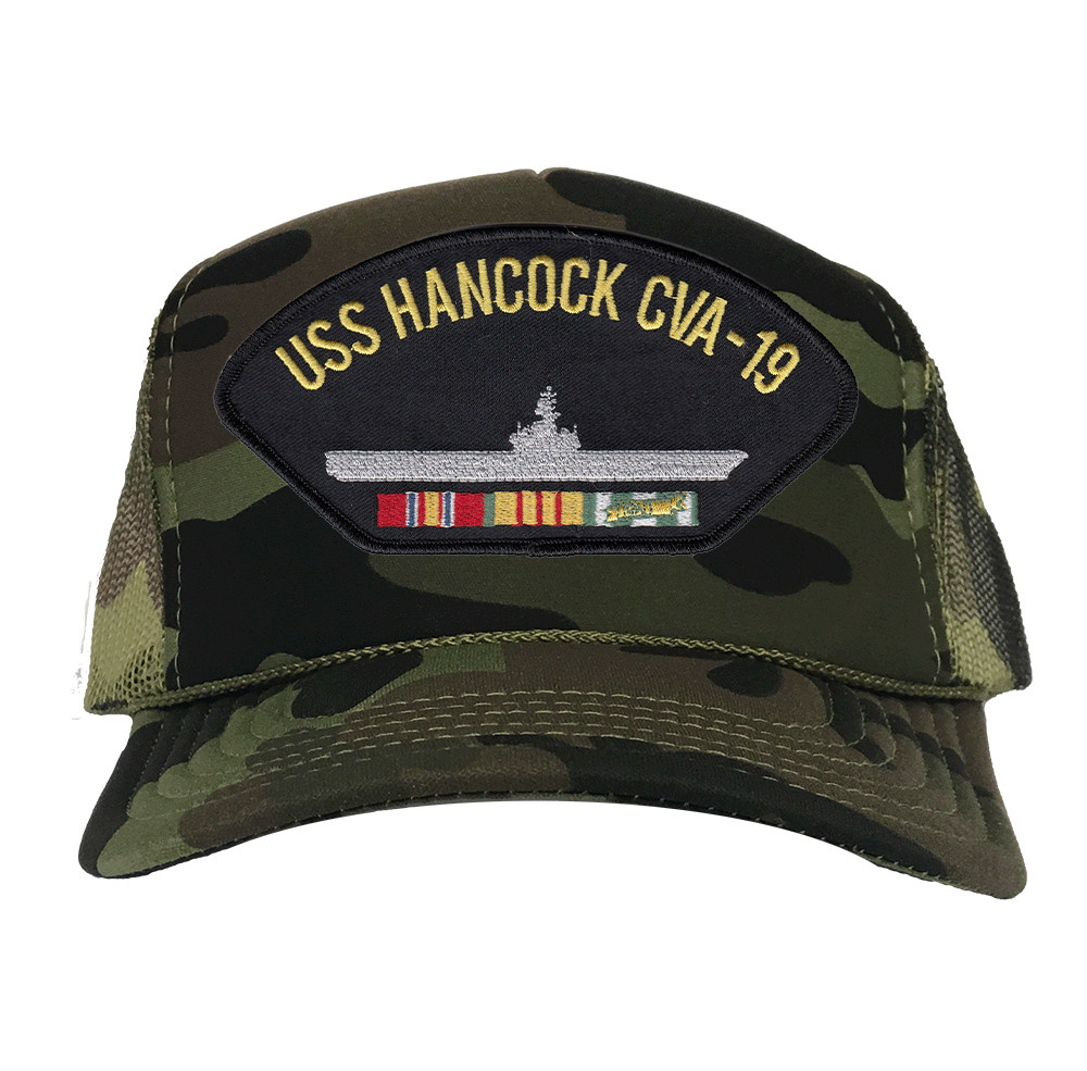 USS Hancock CVA-19 Vietnam Camo Mesh Ball Cap Officially Licensed