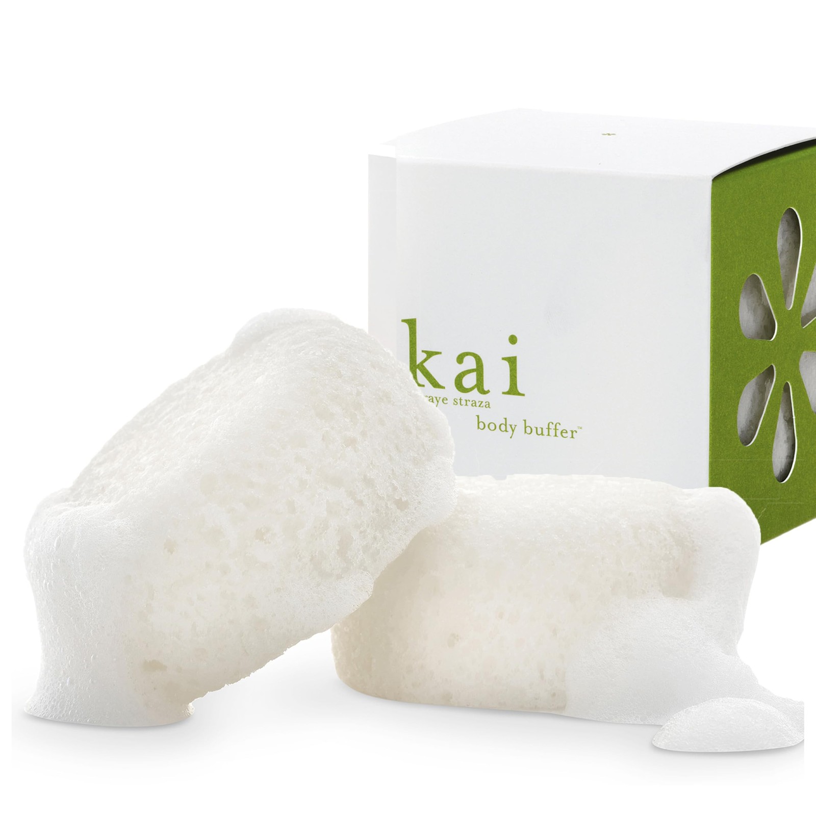kai Body Buffer – 2 Count exfoliating Bath sponges with Built-in Cleanser,