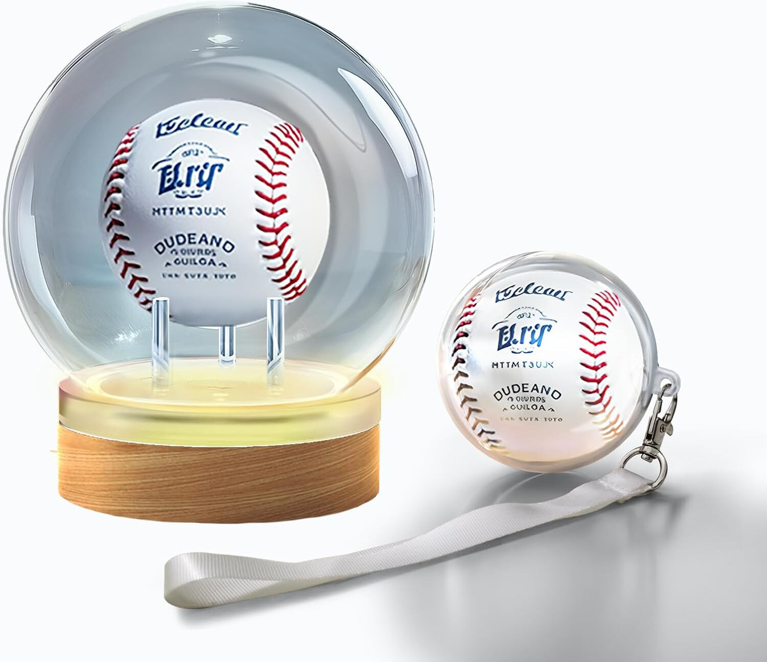 Baseball Display Case with Adjustable LED Lighting, 360° Glass Design Baseball