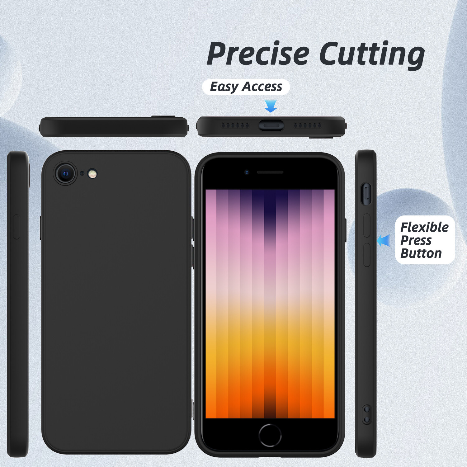 For iPhone SE 2nd,3rd Generation 2022/2020 Case Liquid Silicone Shockproof Cover