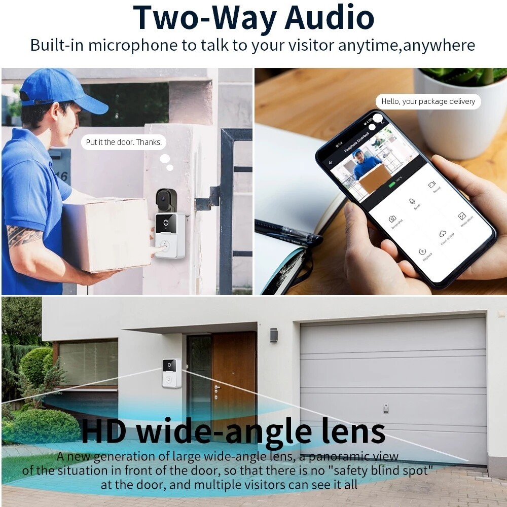 Smart Video Doorbell with HD Video APP Security Intercom Night Vision Chime zz