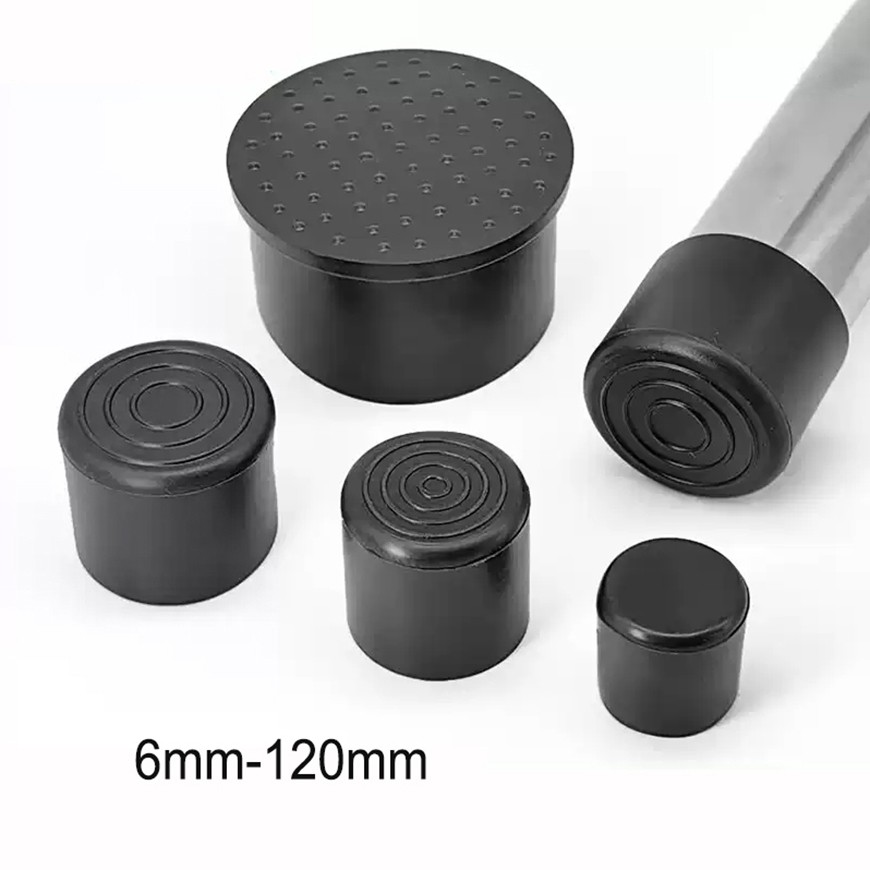 Round PVC Chair Table Feet Furniture End Cover Caps Floor Anti Scratch Black