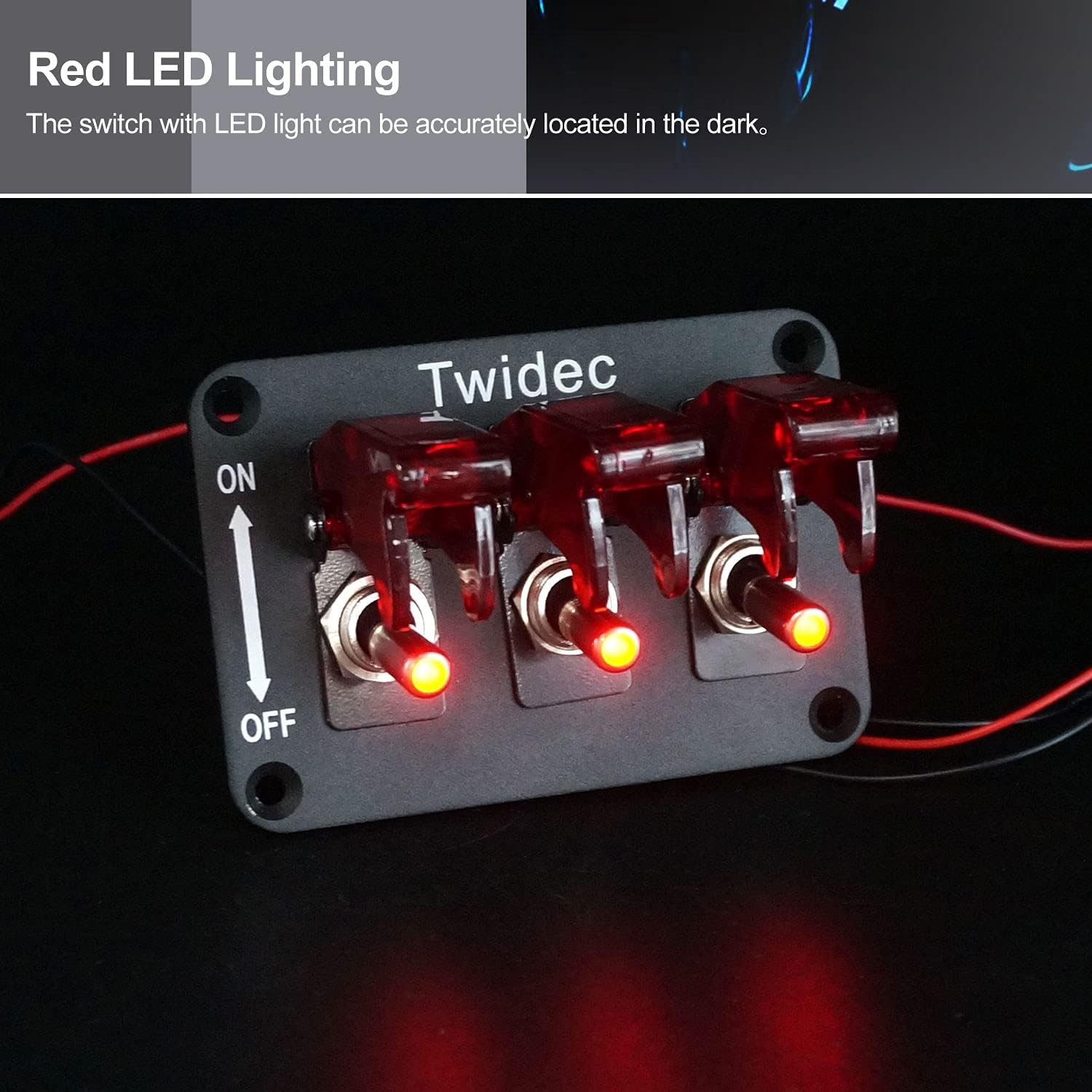 3 Gang Rocker Toggle Switch Panel with 12V LED Light Toggle Switch 20A Heavy Dut