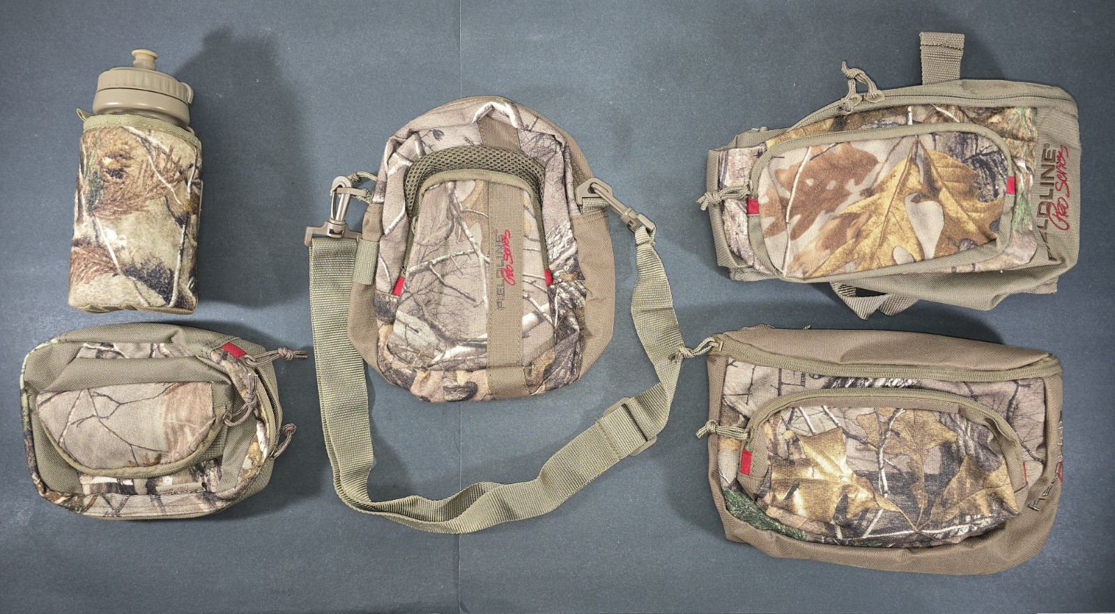 Fieldline Pro Series Camo Crossbody & Belt Bag Waist Packs & Water Bottle - 5pcs
