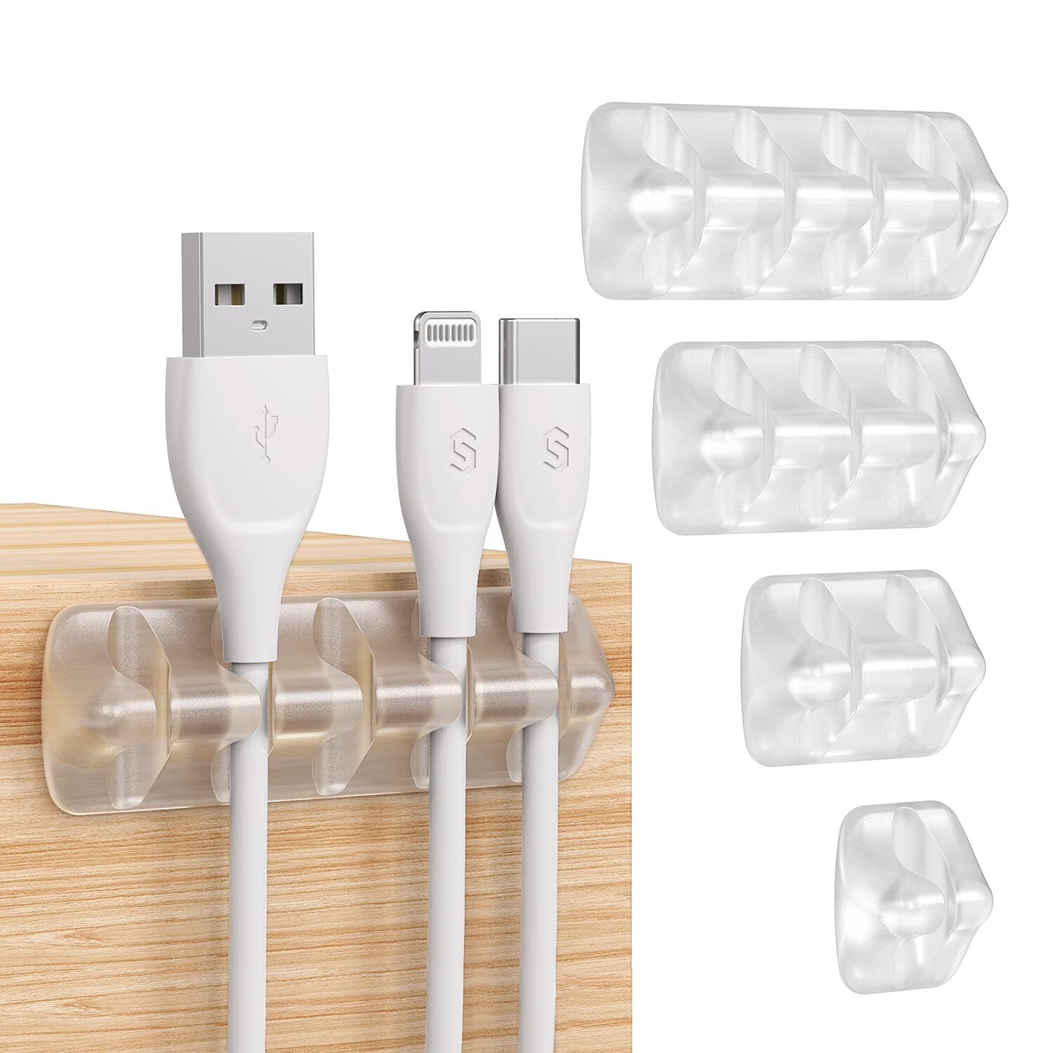 Syncwire Clear Cable Clips - Cord Holders - Self Adhesive Cable Management Or...