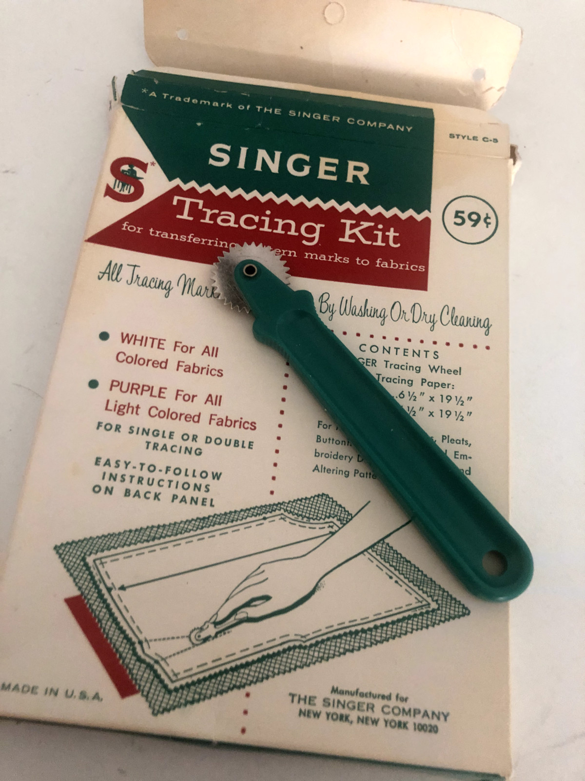 Vtg SINGER TRACING KIT PKG Wheel Paper Instructions Used TRANSFERRING PATTERNS