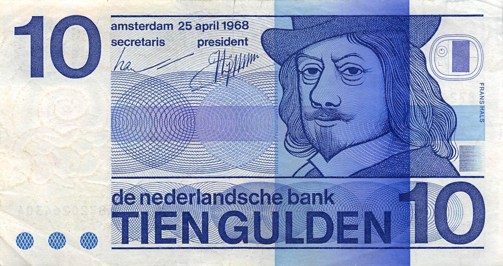 Netherlands  10  Gulden  25.4.1968  P 91b  Circulated Banknote N #2