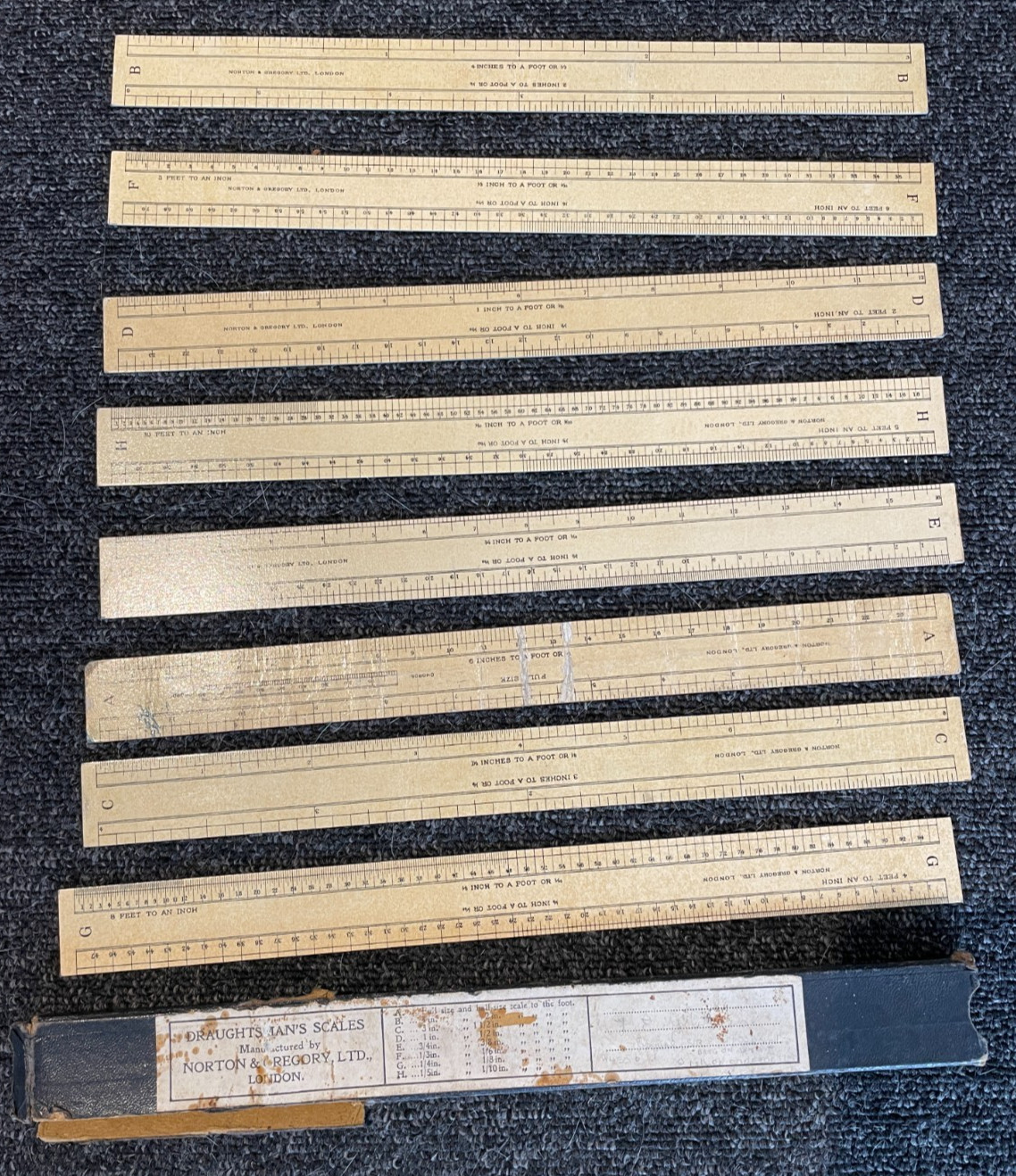 Vintage Draughtman's Scales - 2 sets NORTON & GREGORY LTD, UNIQUE, BRIGHTON