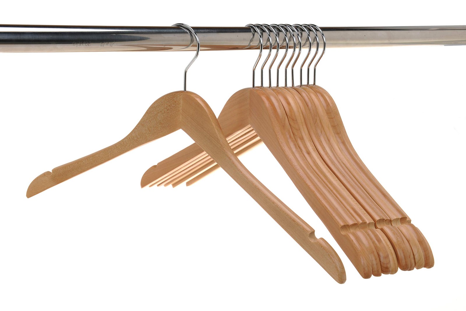 Quality Semi Curved Wooden Suit Hangers, 10-Pack Smooth Finish Solid Wood Coa...