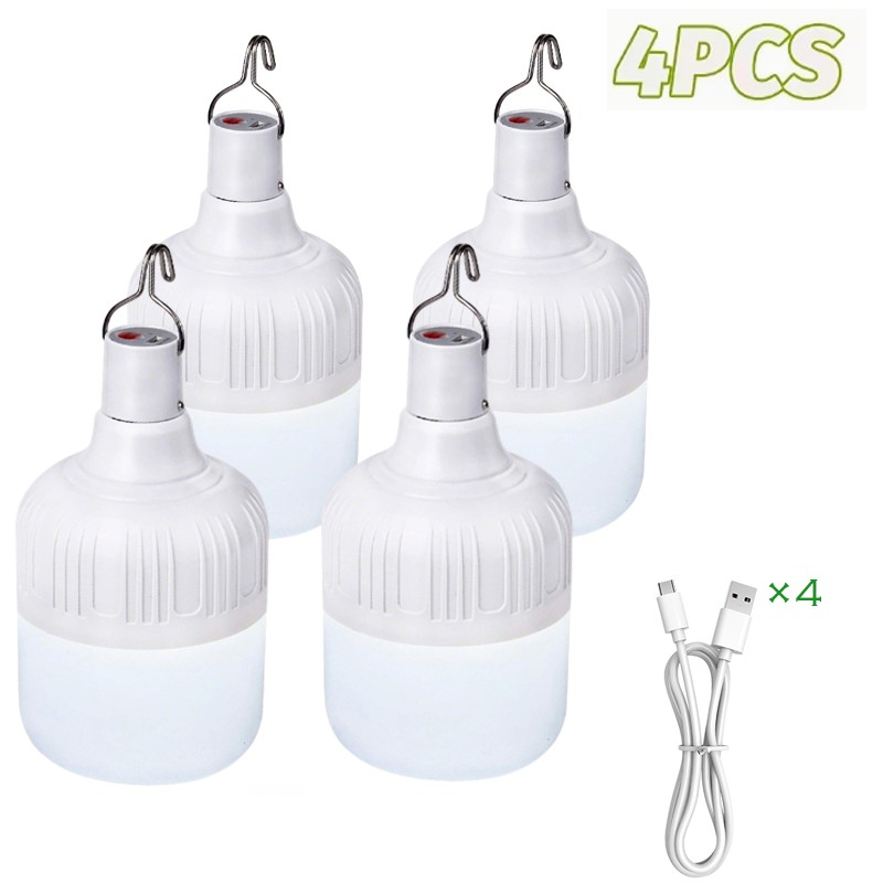 4x Super Bright LED Lantern Camping Light Tent Lamp USB Rechargeable Night Light